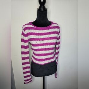 Free People Beach Block Stripped Long Sleeve Crop Sweater Size XS